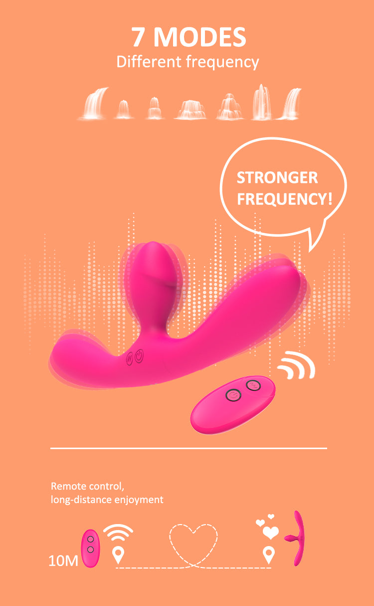 Dual-Stimulation Vibrator – 7 Modes, Remote Control, Waterproof, Soft Silicone