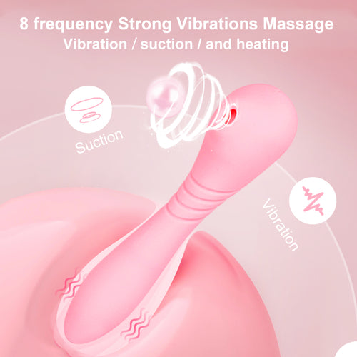 3-in-1 Heating Suction & Vibration Wand – 8 Modes Quiet Waterproof Silicone Massager