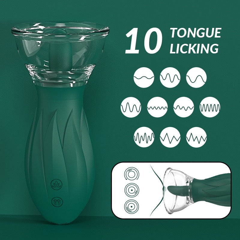 2-in-1 Suction & Tongue Vibrator – 10 Licking Modes + 3 Suction Levels