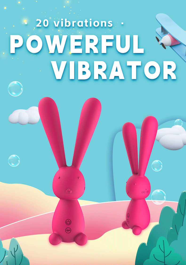 Cute Bunny Vibrator – 20 Modes Waterproof Silicone Massager, Quiet Rechargeable Personal Massager