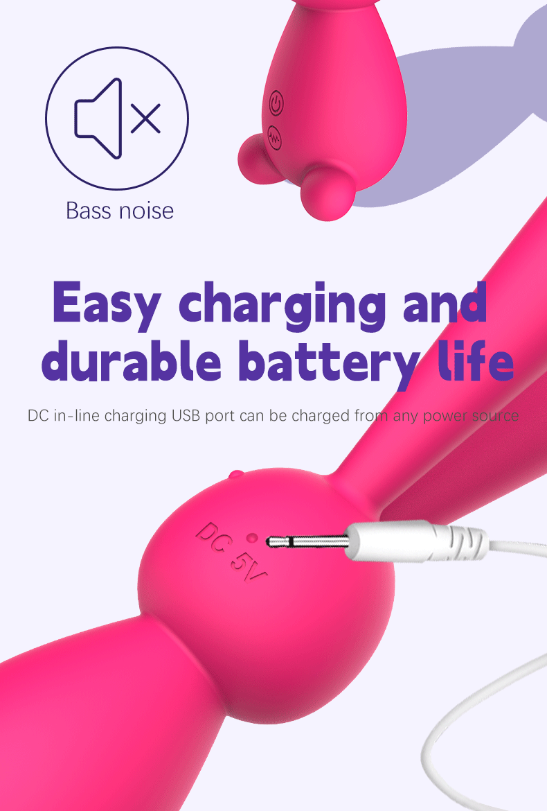 Cute Bunny Vibrator – 20 Modes Waterproof Silicone Massager, Quiet Rechargeable Personal Massager