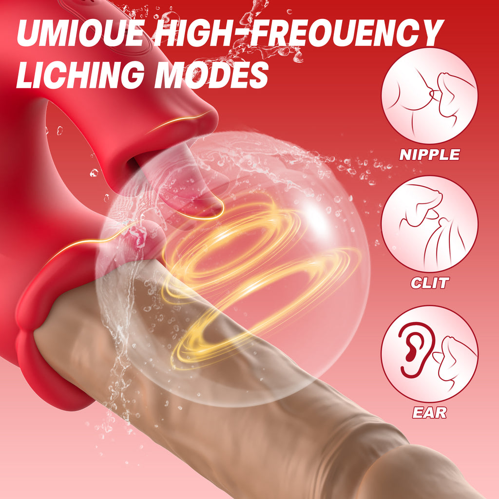 3-in-1 Oral Suction Vibrator with Thrusting – Tongue Licking, Clitoral Suction & Multi-Mode Stimulator