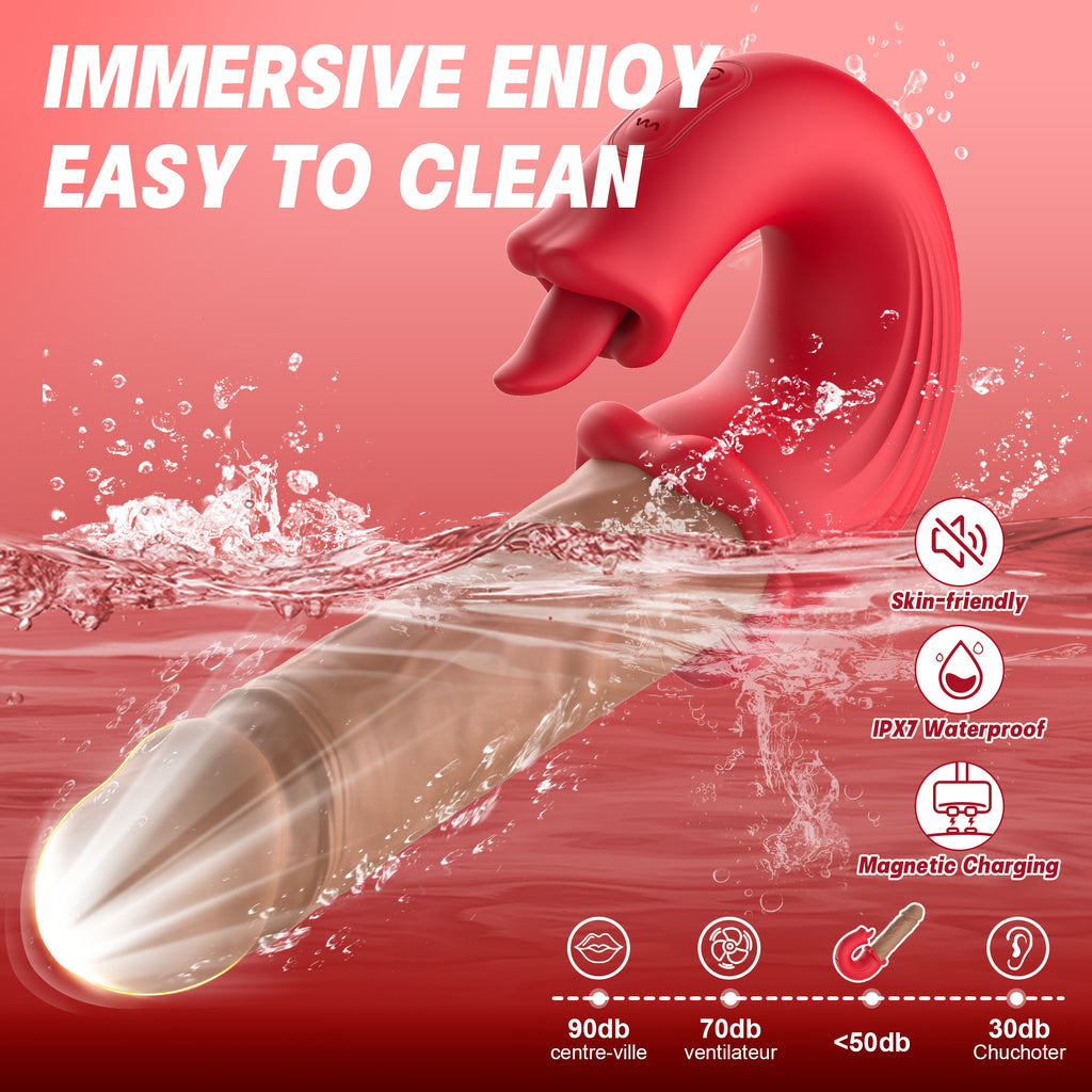 3-in-1 Oral Suction Vibrator with Thrusting – Tongue Licking, Clitoral Suction & Multi-Mode Stimulator