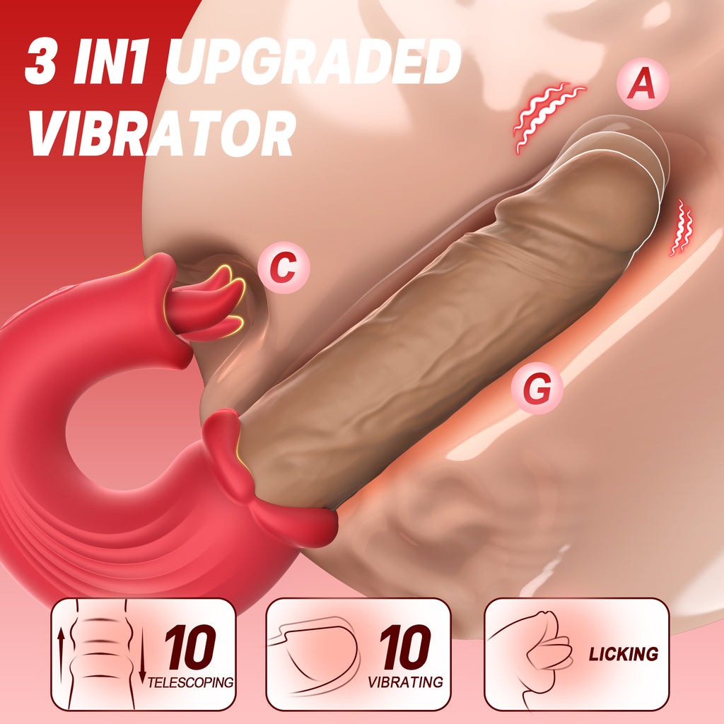 3-in-1 Oral Suction Vibrator with Thrusting – Tongue Licking, Clitoral Suction & Multi-Mode Stimulator