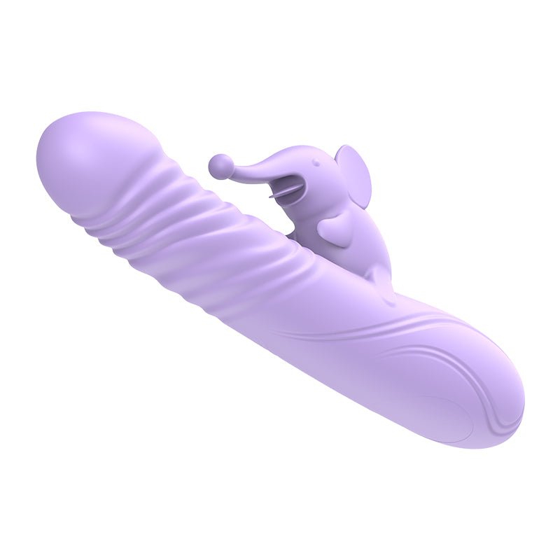 Heated Dual Stimulation Vibrator – Thrusting & Tongue Motion, 108°FWarm Touch, Waterproof Silicone Massager