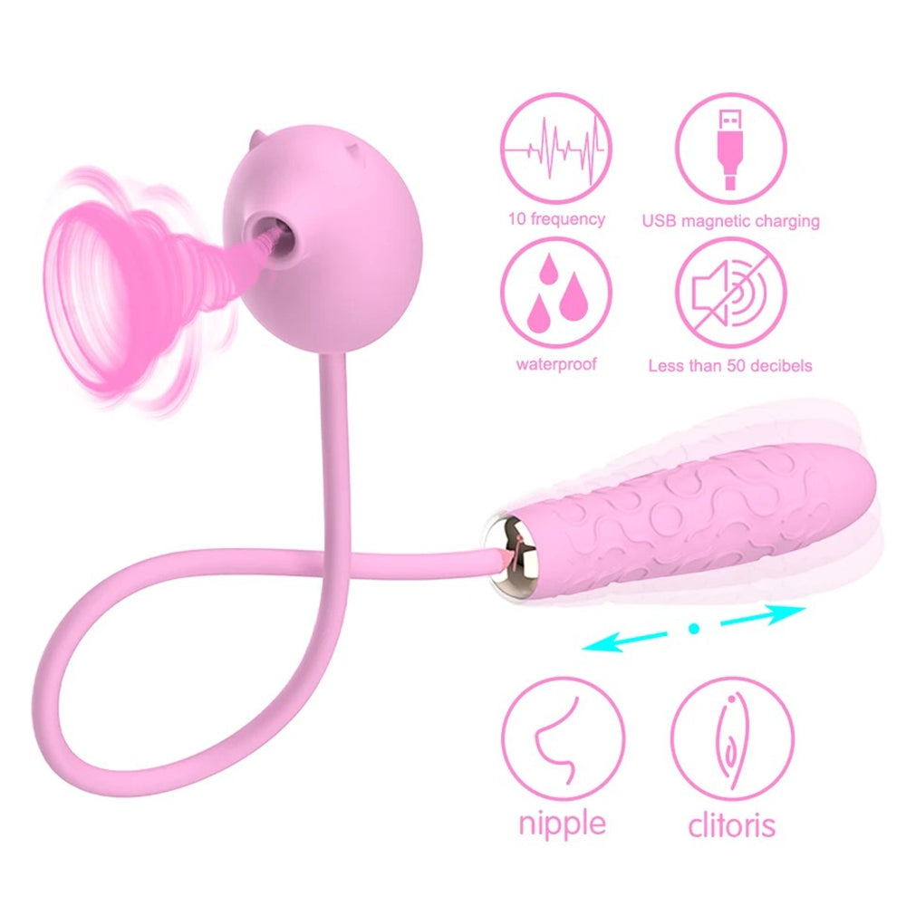 2-in-1 Suction & Vibrating Egg – Dual Stimulation G-Spot & Clitoral Massager, 10 Modes, Waterproof