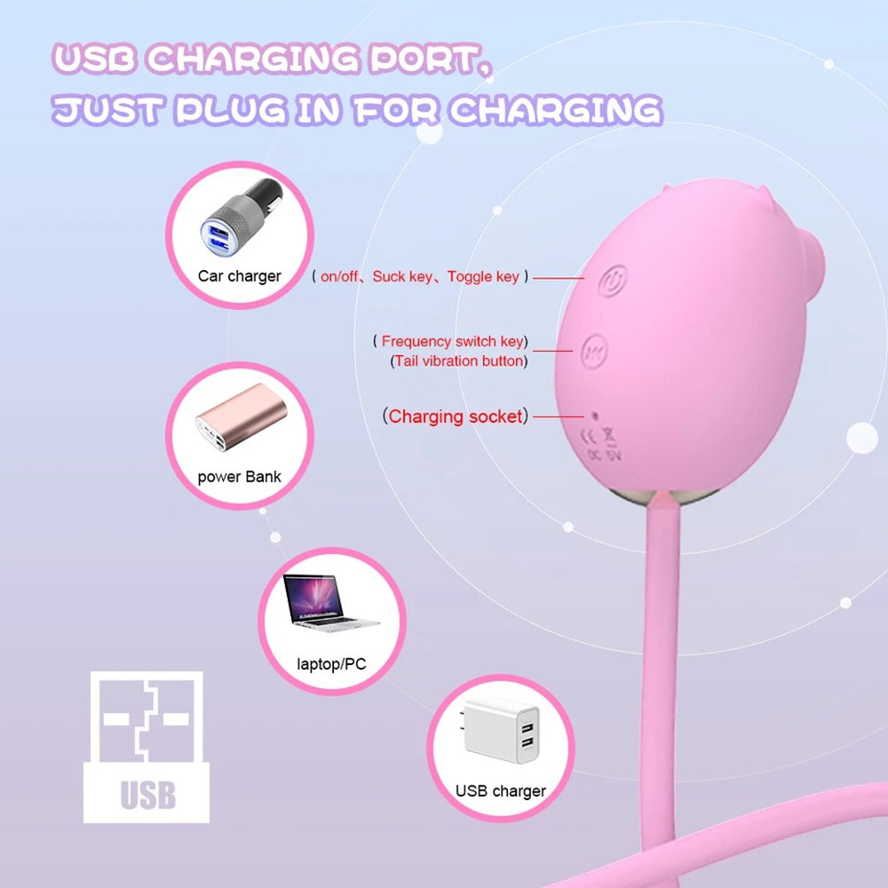 2-in-1 Suction & Vibrating Egg – Dual Stimulation G-Spot & Clitoral Massager, 10 Modes, Waterproof