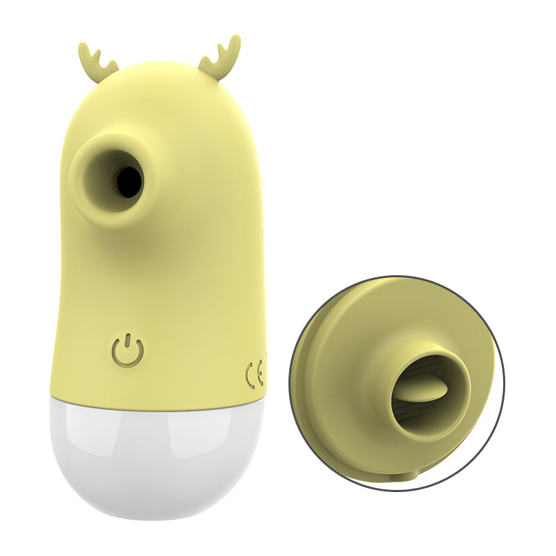 Cute Deer Suction Vibrator – Tongue Licking & Clitoral Stimulator, 5 Intensity Modes, USB Rechargeable