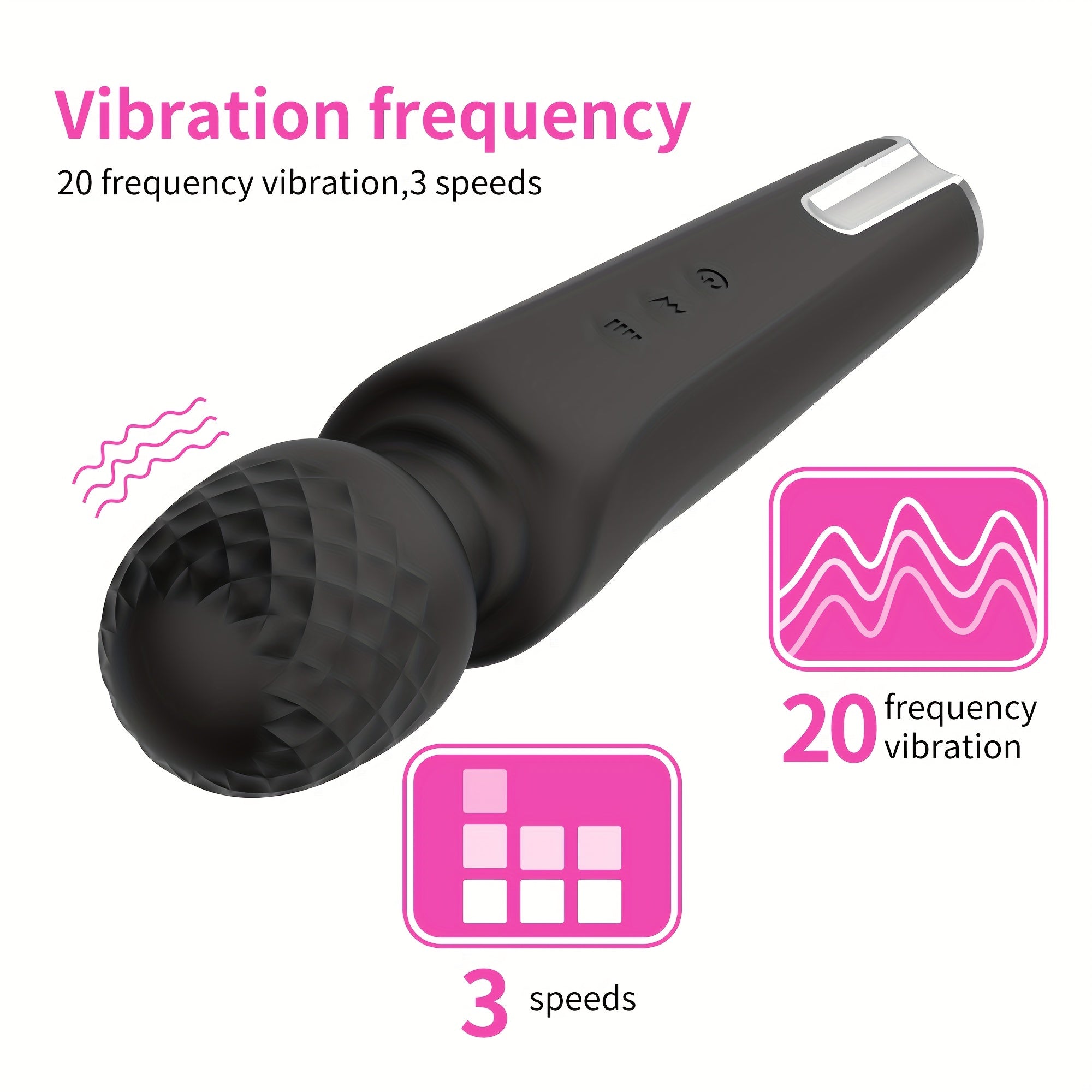 20 Modes Wand Vibrator – Powerful Body Massager with 3 Speeds, Magnetic Charging, Waterproof