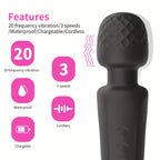 20 Modes Wand Vibrator – Powerful Body Massager with 3 Speeds, Magnetic Charging, Waterproof