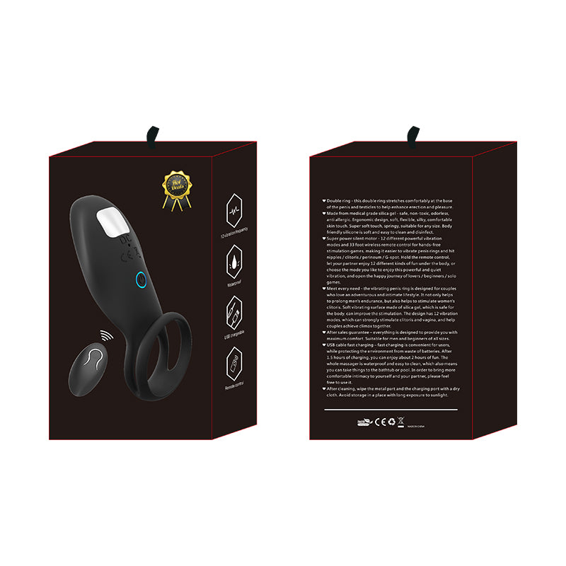 Remote Control Vibrating Cock Ring – 12 Modes Male Enhancer, Waterproof Delay Ring for Couples