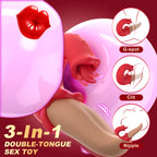 3-in-1 Oral Simulator Vibrator – Tongue Licking, G-Spot Stimulation & Clitoral Vibrations, Waterproof Silicone