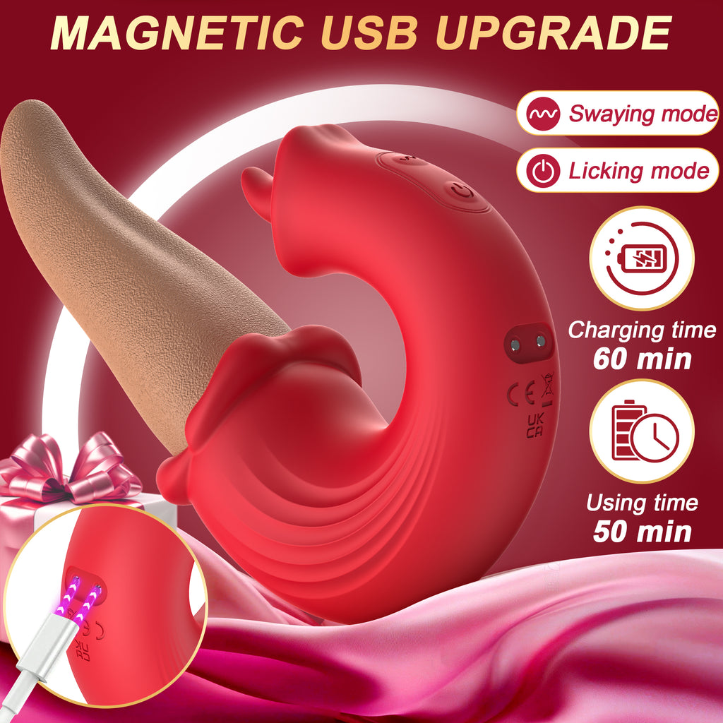 3-in-1 Oral Simulator Vibrator – Tongue Licking, G-Spot Stimulation & Clitoral Vibrations, Waterproof Silicone