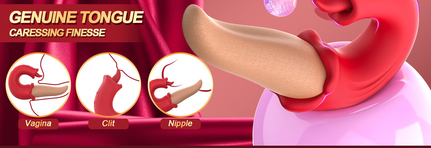 3-in-1 Oral Simulator Vibrator – Tongue Licking, G-Spot Stimulation & Clitoral Vibrations, Waterproof Silicone