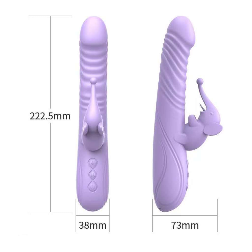 Heated Dual Stimulation Vibrator – Thrusting & Tongue Motion, 108°FWarm Touch, Waterproof Silicone Massager